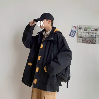 

2019 Autumn And Winter Korean Version Of The Lazy Loose European And American Casual Detachable Cap Jacket Streetwear