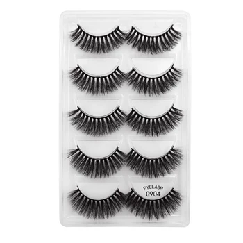 

5pairs Of False Eyelashes Natural Slender Curling Dense Fake Eyelashes Makeup Tool