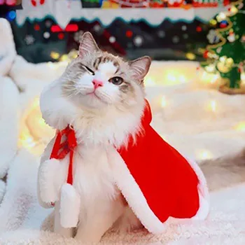 

Christmas pet clothes cute solid color cat and dog shawl cloak pet clothes