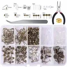 

Bronze Jewelry Accessories Supplies Making Kit Suitable for DIY Earring Hook Lobster Clasp Open Jump Ring Connector Set