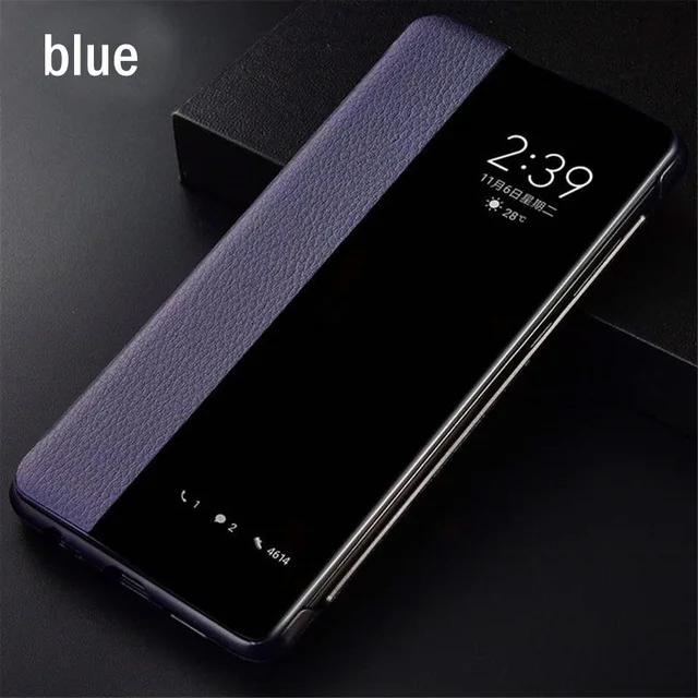 Умный кожаный флип-чехол с окошком для samsung a 70, чехол s для samsung galaxy a70 a50 a40 a30 a20 a10, защитный чехол - Цвет: Blue