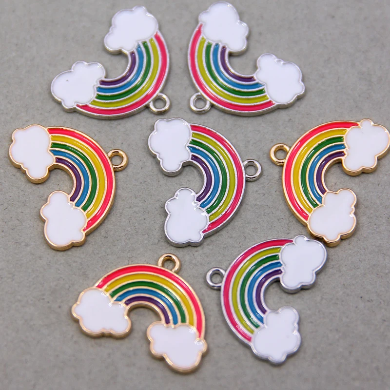 40Pcs 20 Styles Alloy Enamel Unicorn Pendants Rainbow Claud Charms