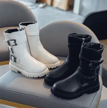 

Autumn Winter Children Martin Boots Boys Shoes Fashion Casual Shoes Leather Soft Antislip Girls Boots 27-37 Sport Running Shoes