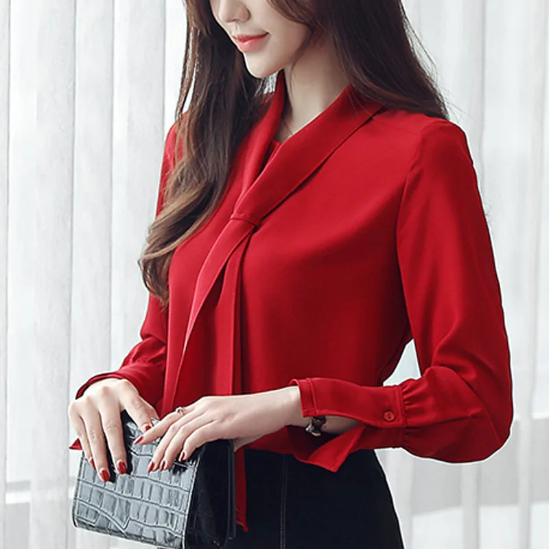 Блузка для женщин офисные 2019 топ с длинными рукавами шифон blusas femininas элегантные
