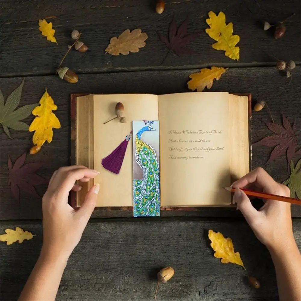 Алмазов картина Закладка для книги 5D DIY особой формы Алмаз мозаики Кожаный чехол