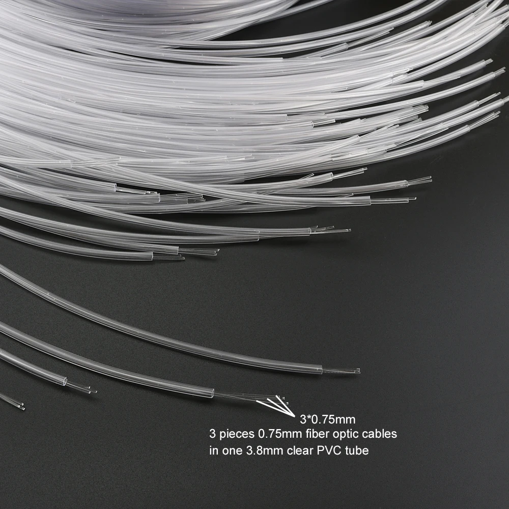PMMA  Fiber Optic Cable 450m/roll Dia 0.75mm*3pcs PVC Tude Sparkle Flash Point Fiber for Children's Sensory Room Water Curtain