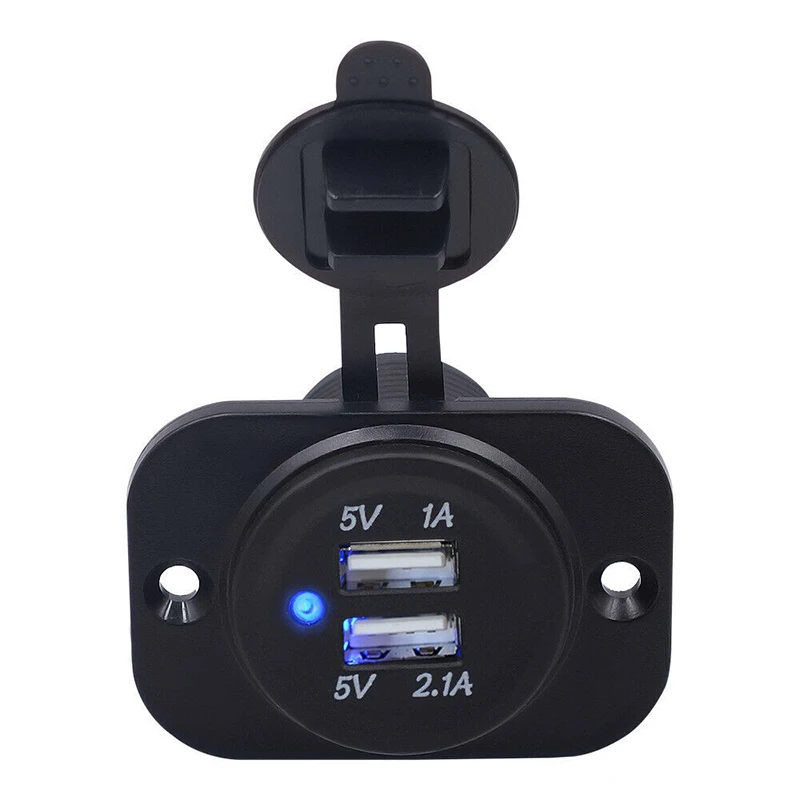 

12V Car Motorcycle Universal Dual USB Charger Cigarette Lighter Installation Socket Mount Car Charger Power Adapter Accessories