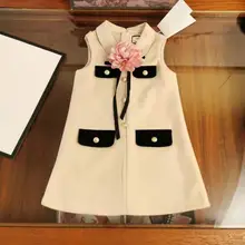 Платье с цветочным узором для девочек Размеры 100 110 120 130 140 150 см детская одежда детское платье на Костюмы