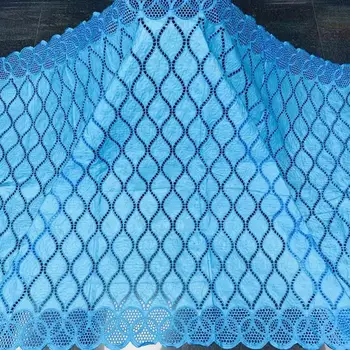 

Latest SKY BLUE african bazin riche fabric high quality swiss cotton dubai lace fabric french bazin brode 5yards 37D7