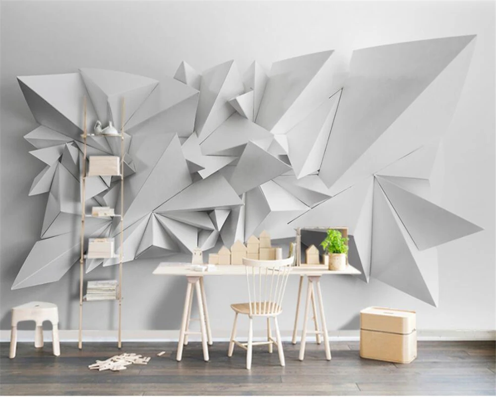 

Drop Shipping Modern Home Living Room Sofa Background 3d Wallpaper Mural Minimalist 3d White Triangle Background Wall Wallpaper