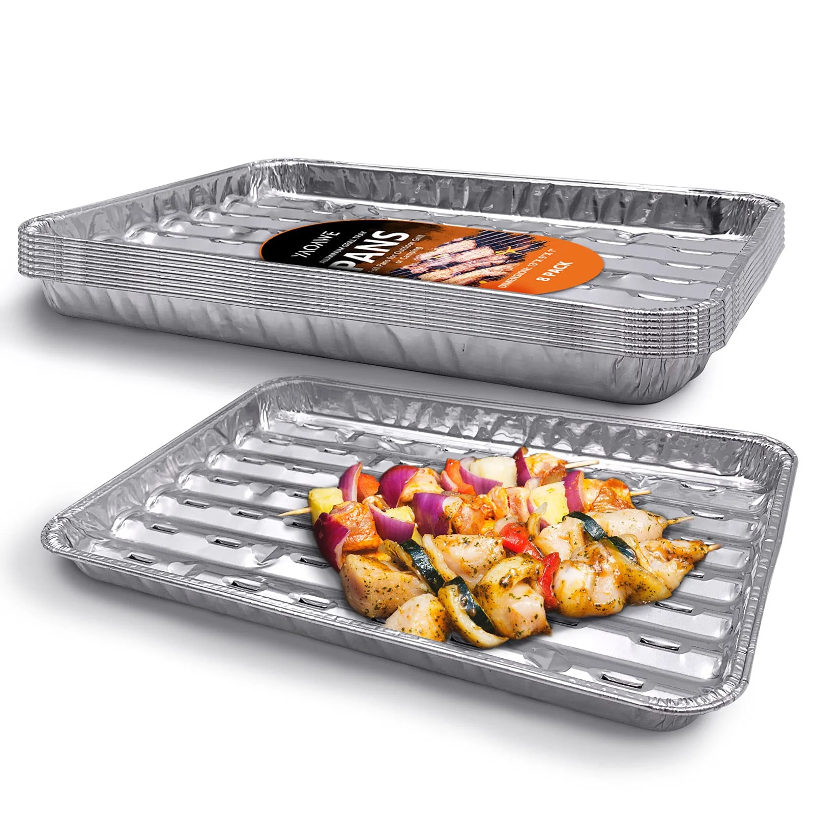 

8 шт. алюминиевая посуда для выпечки, одноразовая подкладка для выпечки, поднос из алюминиевой фольги подходит для приготовления пищи/гриля/нагрева