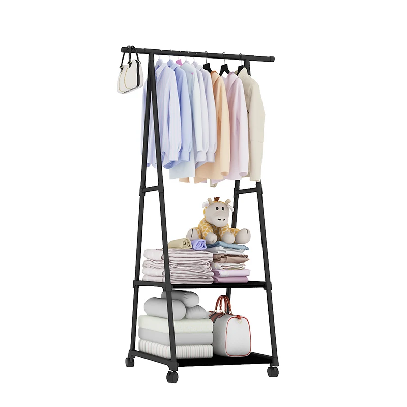 

Multi-Function Coat Rack Removable Bedroom Hanging Clothes With Wheels Floor Standing Hanger