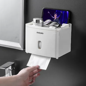 

2020 Tissue Case Box Home Car Towel Napkin Holder Box Case Pouch Table Decoration Punch-free Waterproof Roll Paper Pumping Box