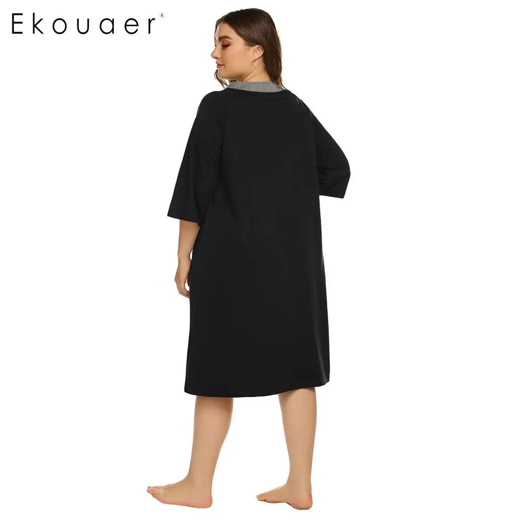 16W-24W IN'VOLAND Womens Plus Size Zipper Robe Half Sleeve Loungewear Full Length Nightgown Duster Housecoat with Pockets 