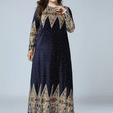 7320 платье большого размера, бархатное бронзовое платье высокого качества с длинным рукавом, модное изысканное платье с принтом и большим подолом