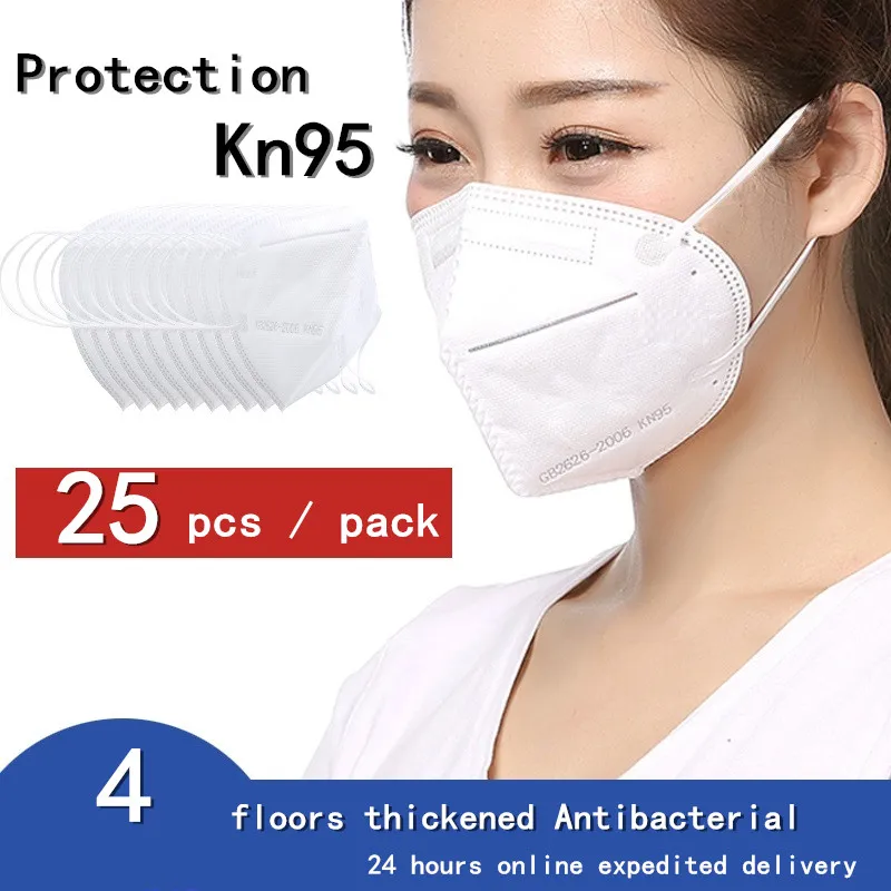 

25 PCS KN95 non-woven mask 95% filter antibacterial mask safety antibacterial mask four-layer thick health mask