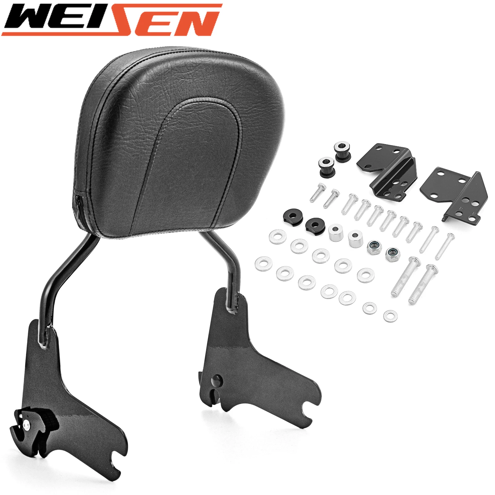 

For 97-08 Harley Touring Electra Glide Road King Street Detachable Passenger Sissy Bar Backrest Pad 4 Point Docking Hardware Kit