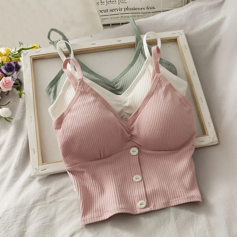 

2021 New Women Beauty Back Wrap Bosom With Bosom Girl Sexy All-Match Knitted Tank Top Bottoming Seamless Straps Vest Stripe Top