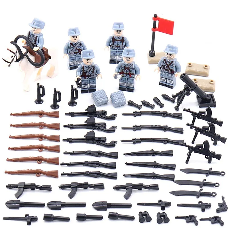 

Moc Enlighten World War 2 Military Army Building Blocks China Eight Route Soldier WW2 Figures Weapon Gun Bricks Children Toys