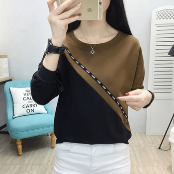 

New Letter T-Shirt Batwing Long Sleeve Shirt Women Clothes 2020 Autumn And Winter Casual Tshirt Female Plus Size Womens Clothing