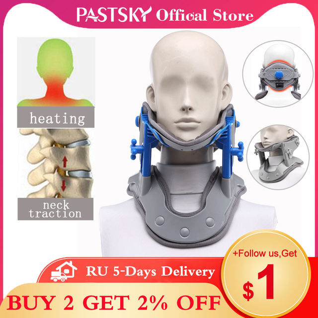 Heating Neck Stretch Collar Cervical Traction Hot Compression Adjust