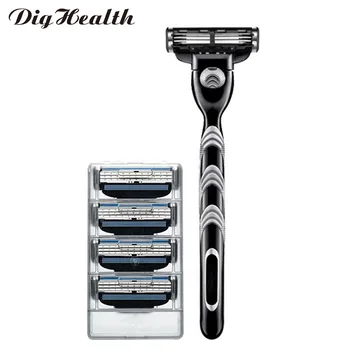 

Dighealth Black 5pcs/set 1 Machine + 4 Blades Manual Men Hair Removal Shaving Razors With Replaceable Razors Blades