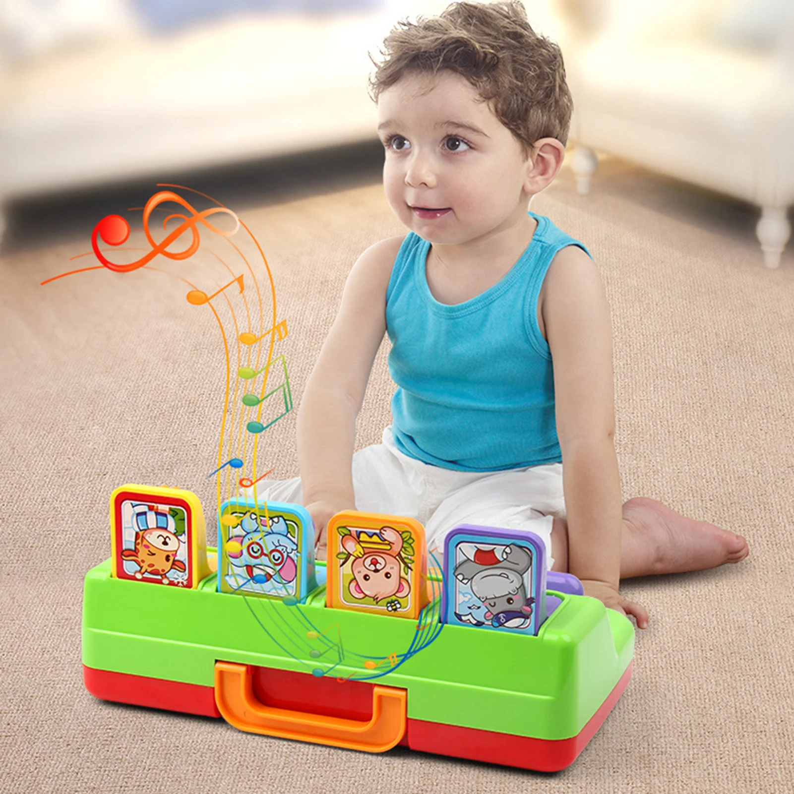 Cute Educational Interesting Practical Attractive Cartoon Animal Shape Peekaboo Pop-Up Interactive Toy with Music Kids Gift