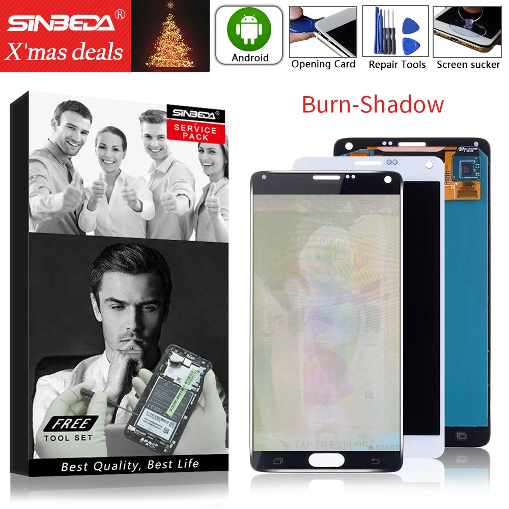 Продажа AMOLED для samsung Galaxy Note 4 ЖК дисплей с сенсорным экраном дигитайзер N910F для samsung Note 4 дисплей Note4 ЖК дисплей N910A сжигание тени