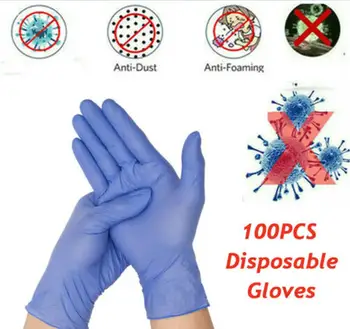 

100 PCS Disposable Gloves Laboratory Medical Nitrile Food Grade Blue Gloves Non-Sterile Food Safe Allergy Wholesale