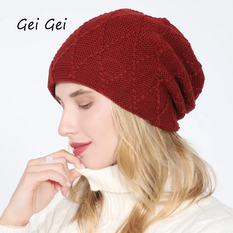 

Plaid Solid Winter Hats For Men Plus Velvet Thick Autumn Warm Wool Cap Riding Skiing Hip Hop Women Beanie Ladies Knitted Hats