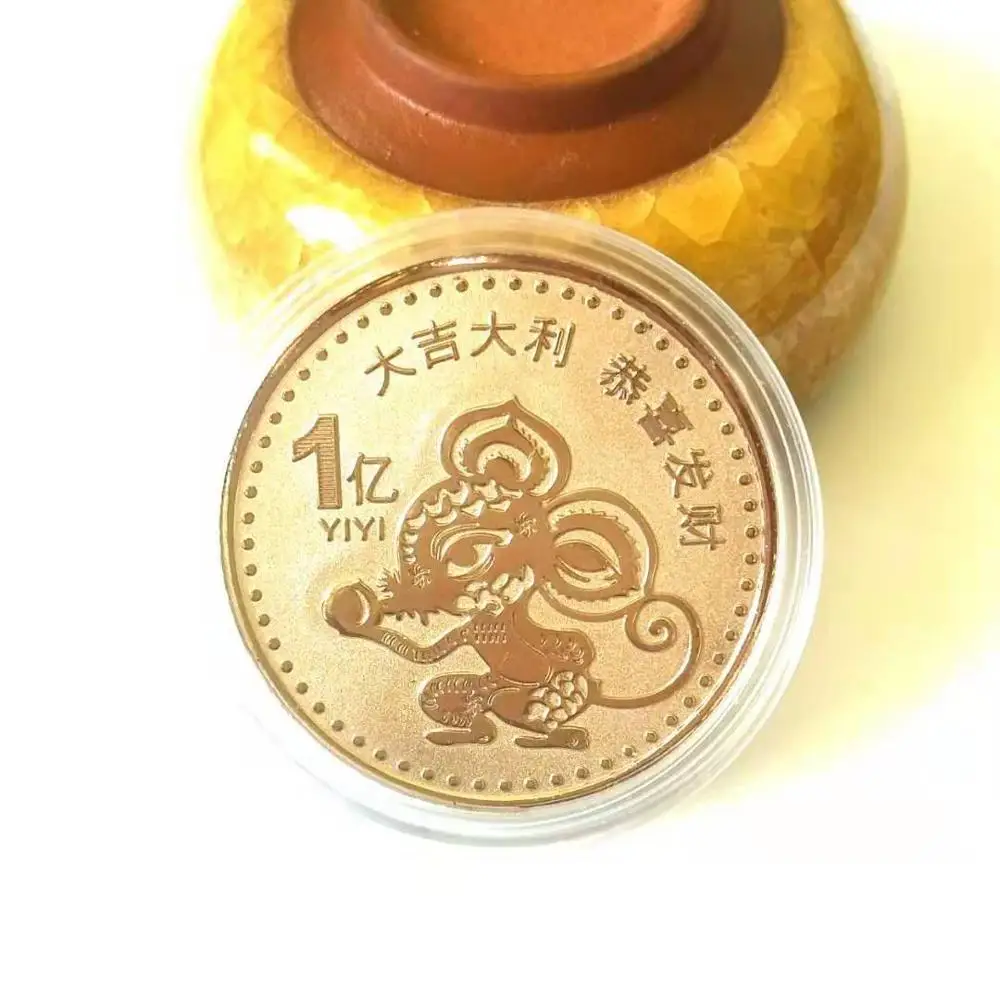 Год крысы памятная монета Китайский Зодиак сувенир вызов монета подарок - Цвет: Светло-серый