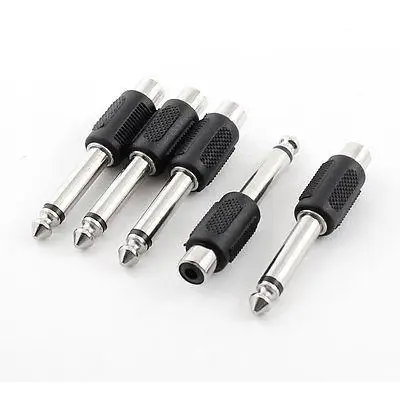 

5 Pcs 3.5mm 1/8" Female to 6.3mm 1/4" Jack Plug Audio Adapters for Mic