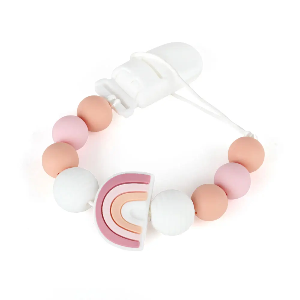 Hot Sale Silicone Teething Pacifier Clips Baby Pacifier Chain Silicone Loose Beads Variety Animal Cartoon Molar Teether Toy Gift