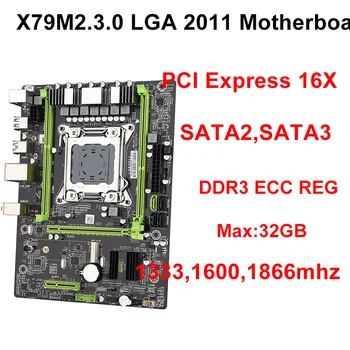 

X79M3.0 LGA 2011 motherboard dual channels with PCI-E 16X and M.2 port support Max 32gb 1866mhz ECC REG Memory SATA 3.0