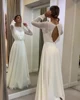 MYYBLE  Bohemian Simple Long Sleeves Wedding Dress A Line Open Back Modest Plus Size Custom Made Women Chiffon Bridal Gowns ► Photo 2/6