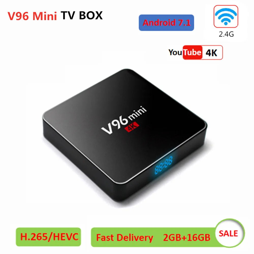 Baratos Vmade Android 7,1 OS TV Box V96 MINI Allwinner H3 4K Smart TV Box 2,4G WIFI 2GB 16GB reproductor multimedia de Google set de Top Box Android