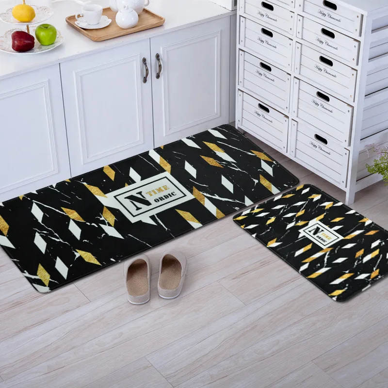 Мраморный черный и золотой Коврик для двери, входная горка, ванная комната, спальня, кухонный дверной коврик