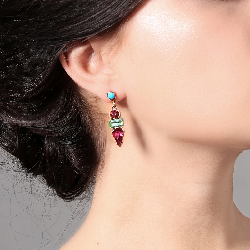 kissme Vintage Style Earrings Multiple Crystal Acrylic Resin Drop Earrings For Women Korea New Fashion Jewelry Wholesale Brincos