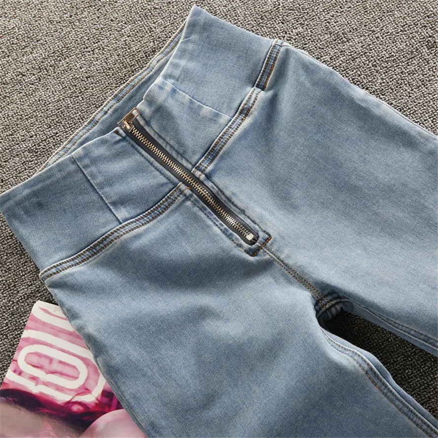 women's clothing stores Sexy Jeans High Waist Push Up Down Button Front  Zipper Shape Bottom Fashion Denim Pants Club Street  Pull Up Trousers ouc065 good american jeans