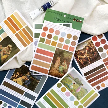 

6 Sheets Volga's Manor Series Oil Painting Sticker Adhesive Stickers DIY Decoration Craft Scrapbooking Stickers Gift Stationery