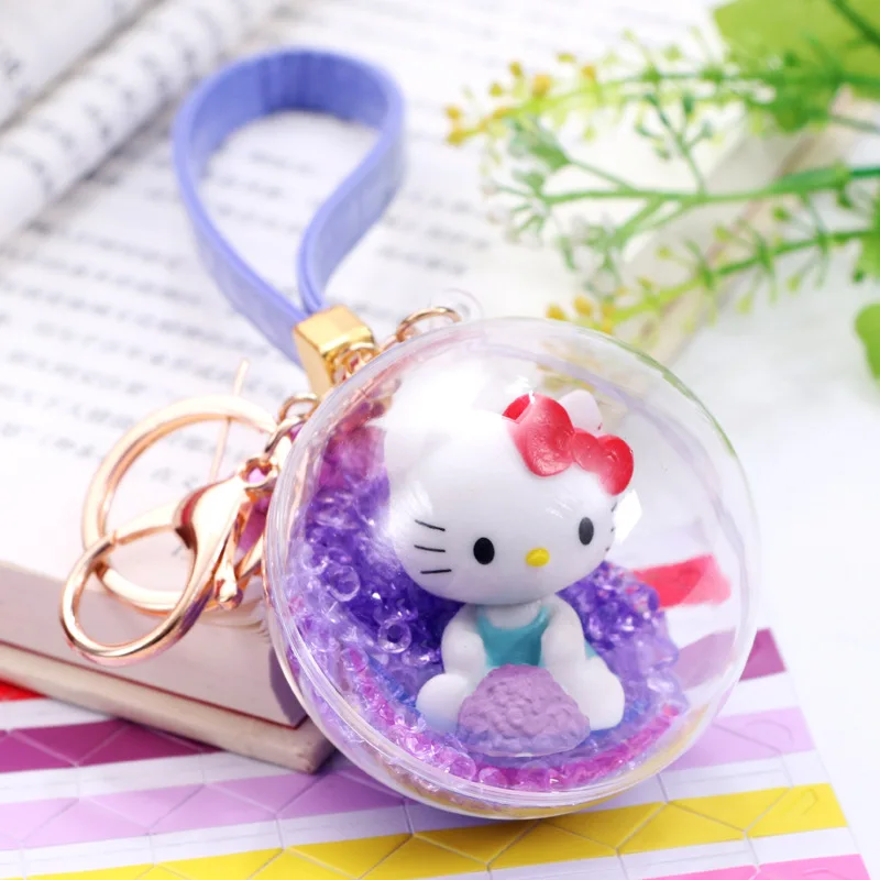 

Hello kt hello kitty Crystal Ball KT Cat Handbag Pendant Accessories Keychain Leather Rope Suede Selected