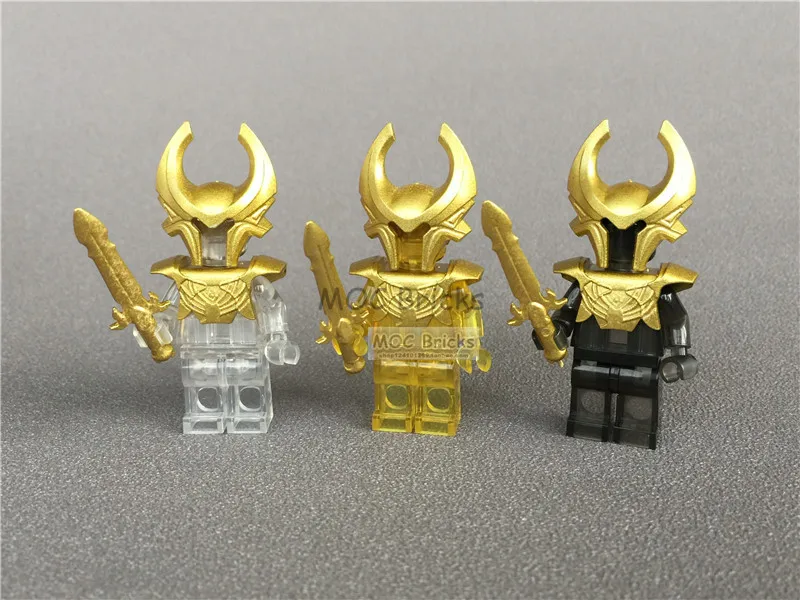 10 компл./лот кубики MOC DIY Окрашенные золотые панцири шлем Меч Набор оружие