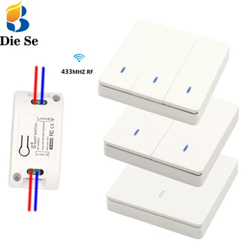 

433Mhz Push Button Lighting Wall Switch inteligente interrupter Controller 1/2/3 gang AC110V 220V Receiver Blocker, Ceiling Lamp