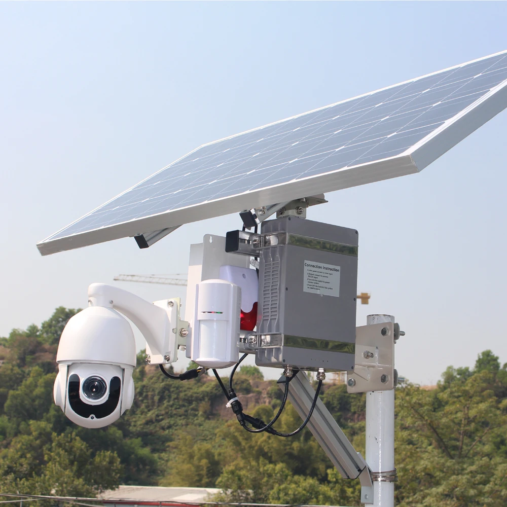 100w solar power camera 4G 3G gsm sim card slot outdoor wifi wireless ip ptz security cctv with PIR detector alarm 128G