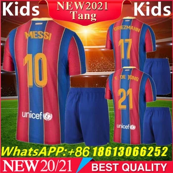 

kids kit Jersey 2020 2021 Barcaes boys Messi YOUTH SUAREZ MALCOM PIQUE ARTHUR VIDAL 20/21 Barcelonaes home AWAY Soccer Jerseys