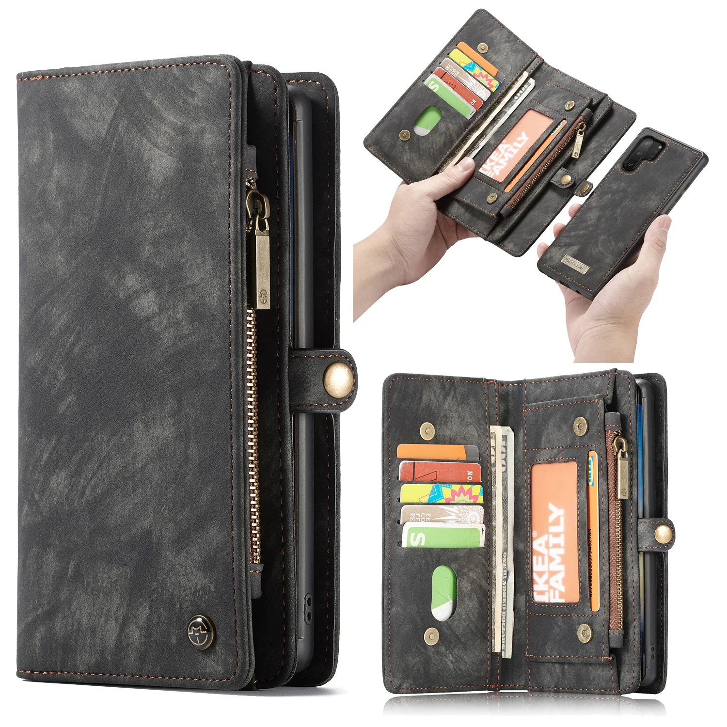 

Flip Luxury Leather Case For Samsung Galaxy A20E A80 A70 A50 Magnetic Wallet Slot Stand Separable For Galaxy Note 10 Plus Cover