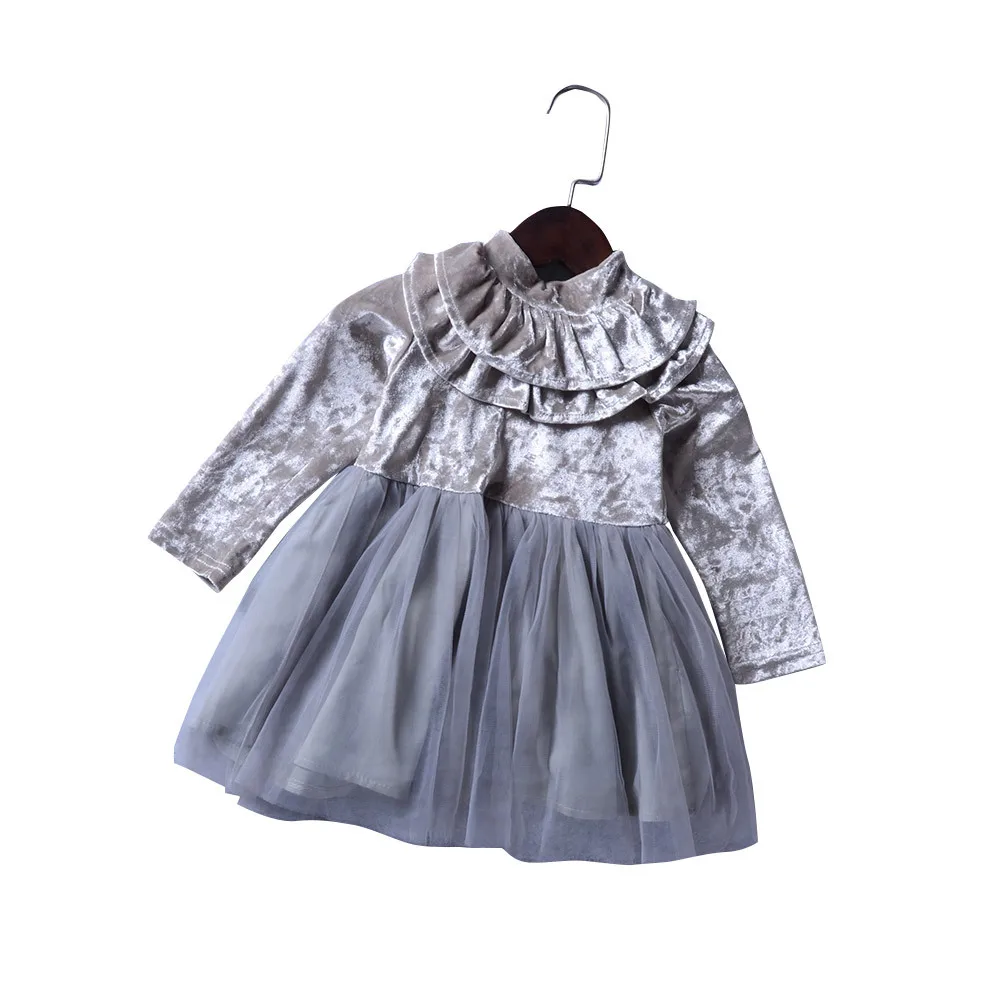 JOYIN/Вечерние платья для маленьких девочек; бархатное флисовое кружевное праздничное платье с длинными рукавами; праздничное Пышное фатиновое платье-пачка