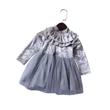 JOYIN/Вечерние платья для маленьких девочек; бархатное флисовое кружевное праздничное платье с длинными рукавами; праздничное Пышное фатиновое платье-пачка