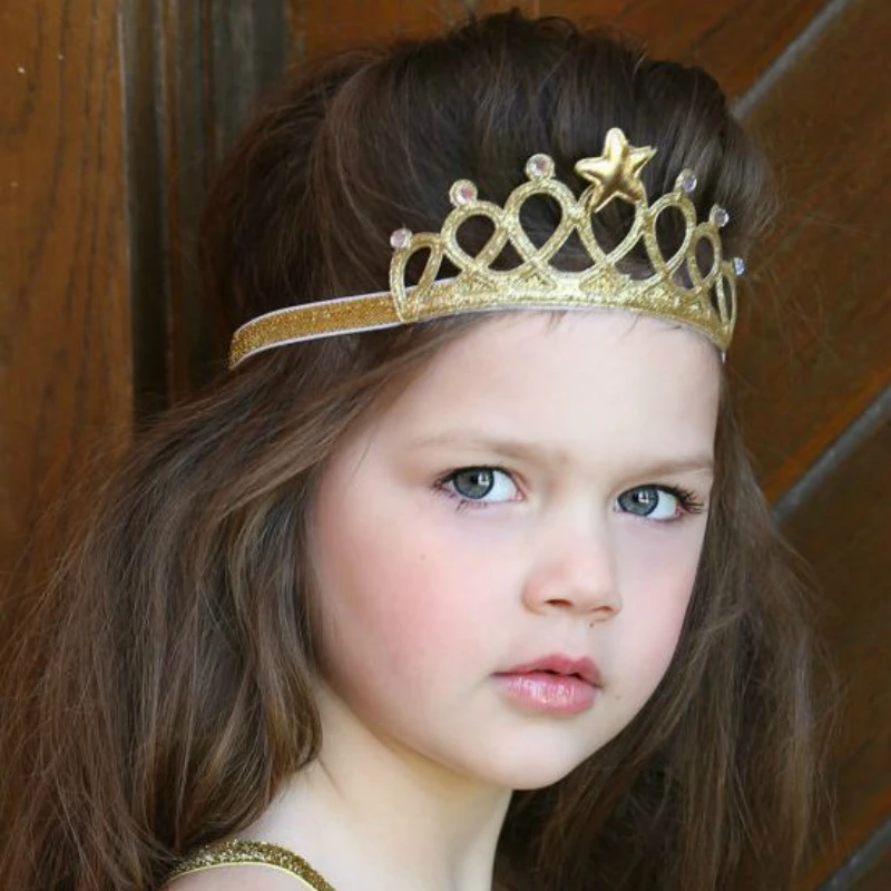 Детская головная повязка на голову с короной головная повязка со звездами волосы для куклы ободки эластичный головной убор для дня рождения Детские аксессуары для фото волос