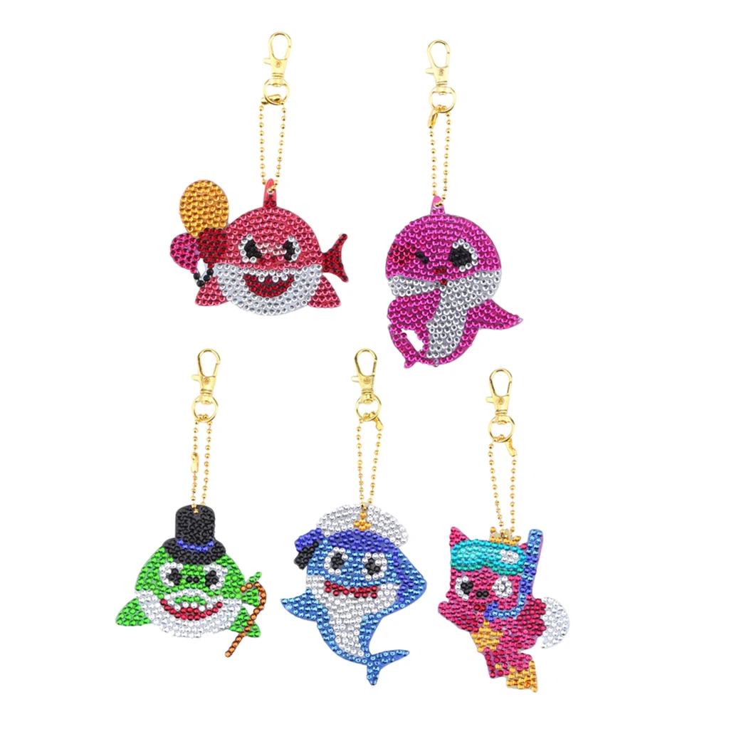 Handmade Diamond Painting Crafts Keyring Keychain Pendant - Sea Fish Design